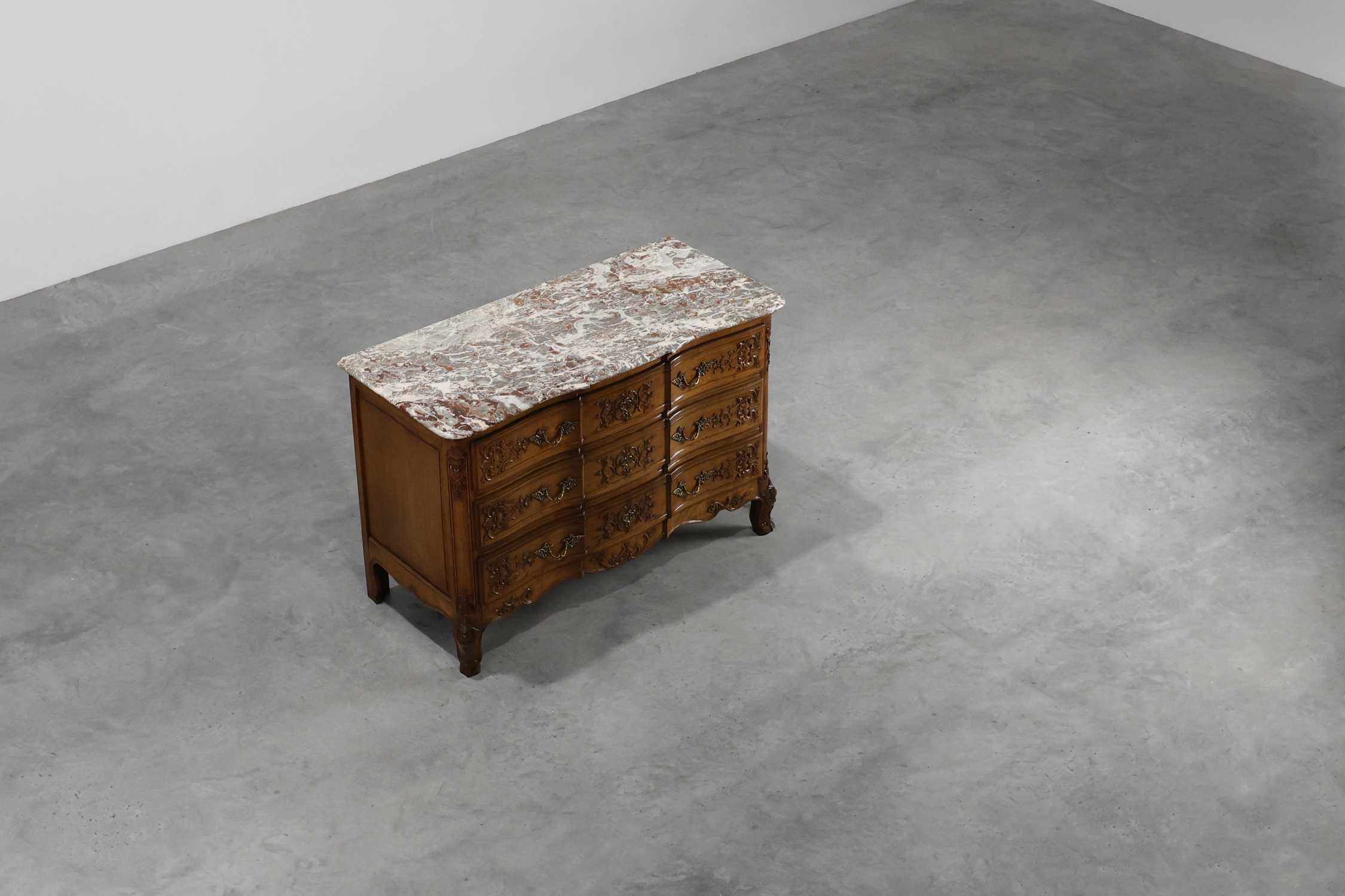 18th Century Louis XV Oak and Marble Chest of Drawers, Francethumbnail